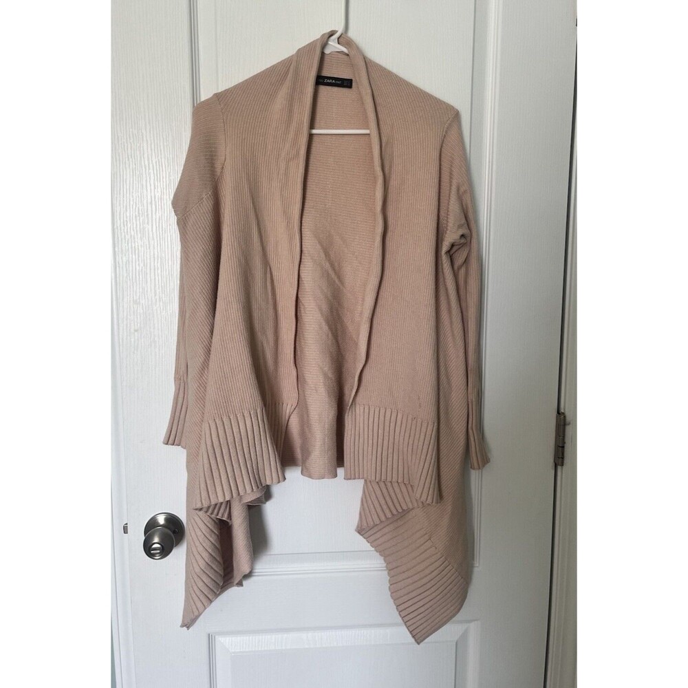 Zara Knit Cream Beige Open Front Cardigan Size Women’s Small EUC